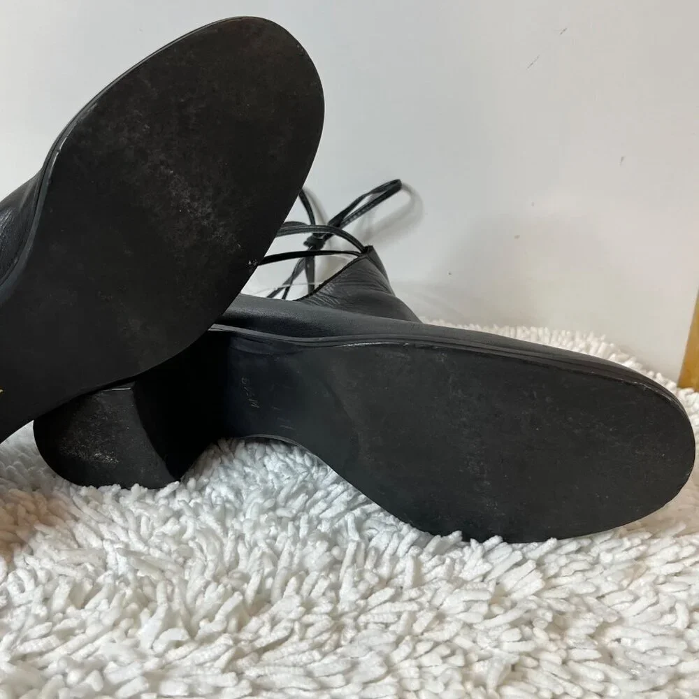 Steve Madden Vintage Chunky Heel Open Side Lace Ankle Closed Toe Bootie Black 8.
